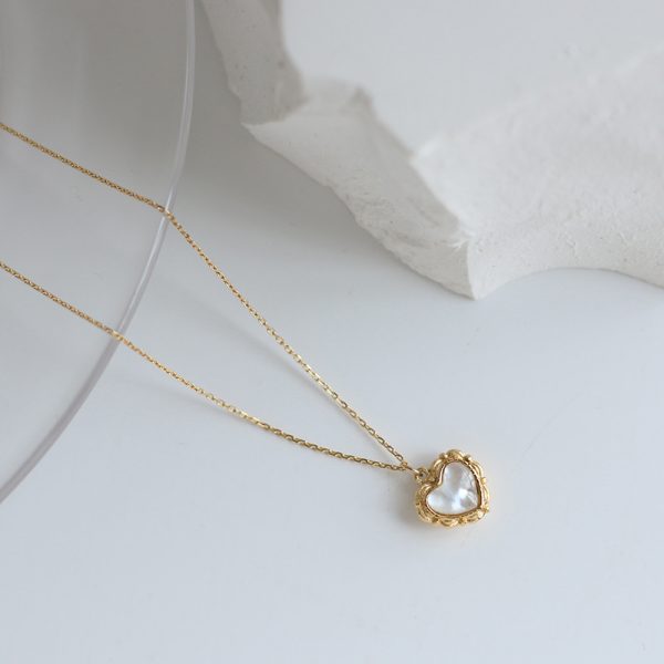 Heart Shaped Double Chain Pendant Necklace - Image 3